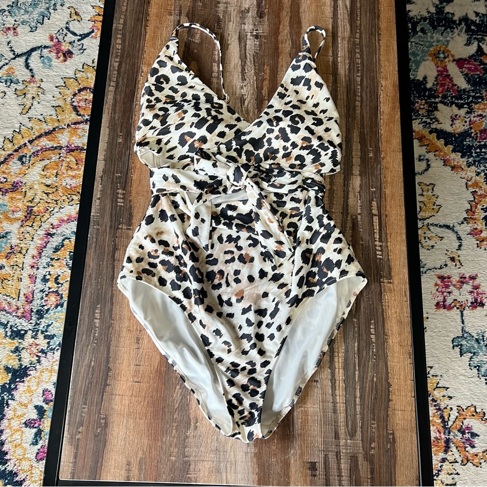 Aerie Leopard Wrap Swimsuit - Size L Long